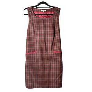 Lorianna Jumper Dress‎ Womens 10 Brown Red Plaid Mini Preppy Academia NEW